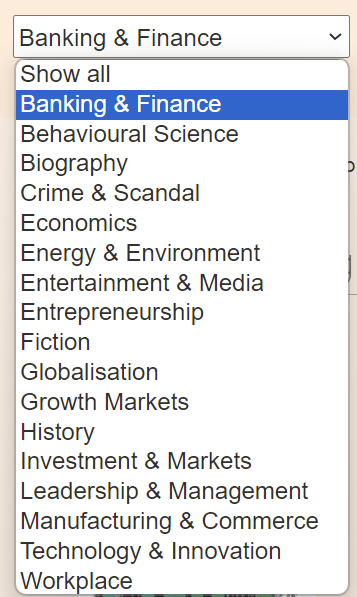 Financial Times category list